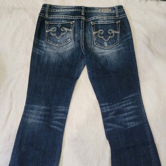 Women's Rerock EXPRESS Barely Boot Y2K Flare Western Low Rise Jeans NWOT Sz 12R - Picture 2 of 13
